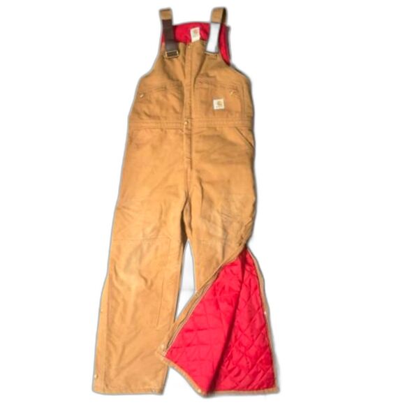 Carhartt R04 Carpenter Double-Knee Work Bib Overall Men Size 44X30 Brown/Tan - Picture 1 of 16